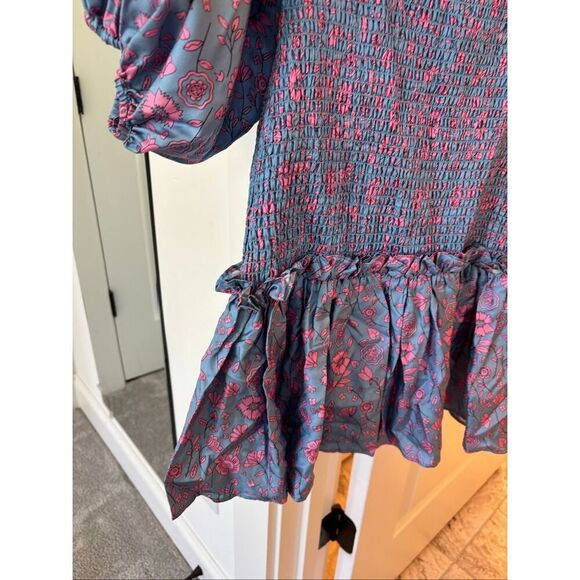 NWT Cynthia Rowley smocked silk twill dress, Small $495 - Picture 7 of 11